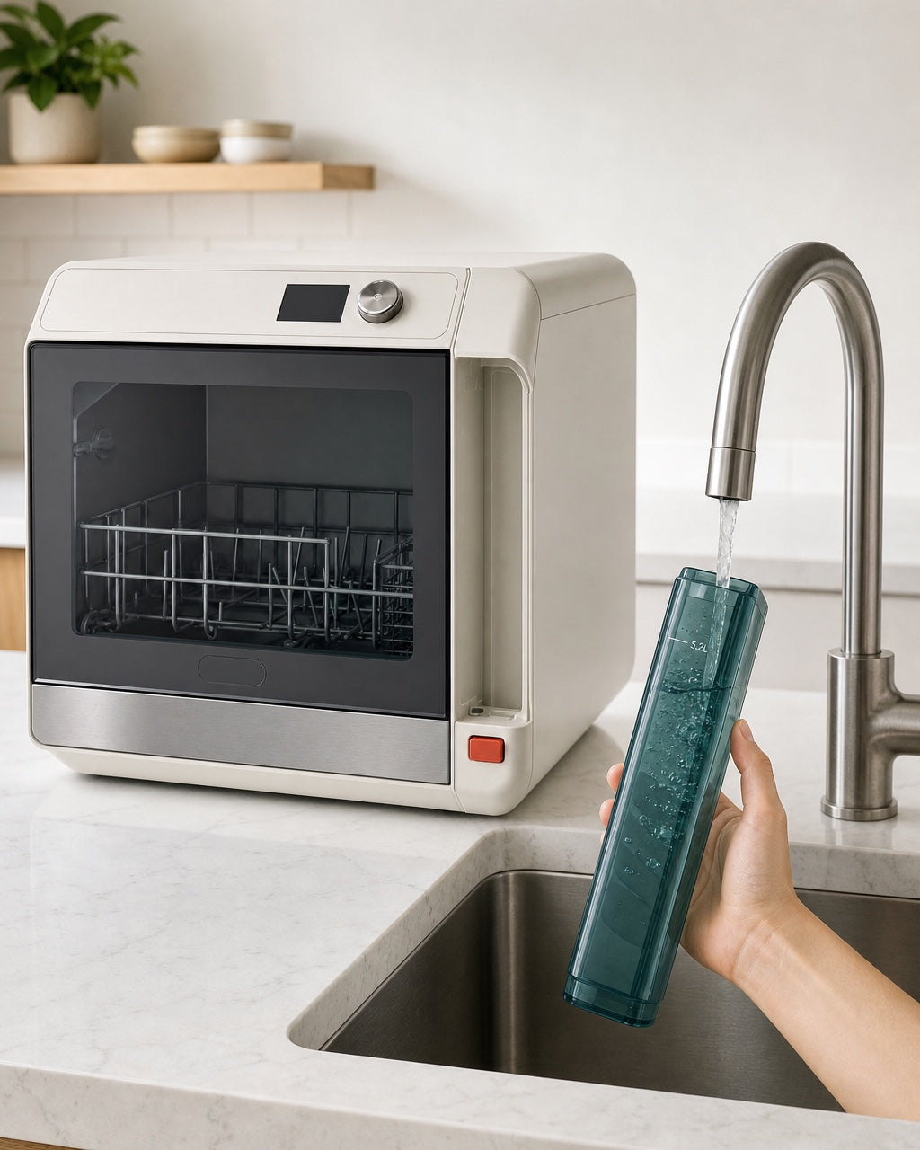 Person filling the removable RINSA One SideTank